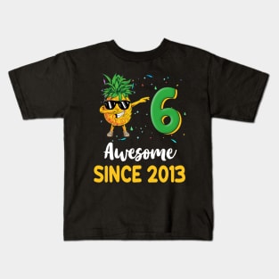 6th Birthday Pineapple Dabbing 6 Years Old Kids T-Shirt